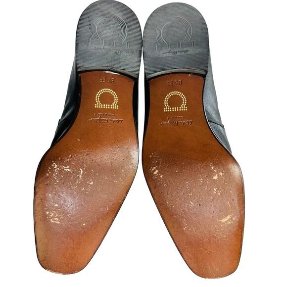 SALVATORE FERRAGAMO Asten Black Smooth Leather Bit Loafer Size 8.5 E Wide #72266 - Picture 9 of 13